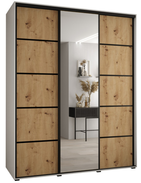Szafa przesuwna 60 wysoka Davos 5 190 biały+artisan+czarny 141701