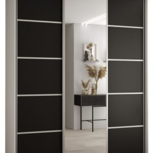 Szafa przesuwna 60 wysoka Davos 5 190 biały+czarny+srebrny 145766 Szafa przesuwna 60 wysoka Davos 5 190 biały+czarny+srebrny 145766