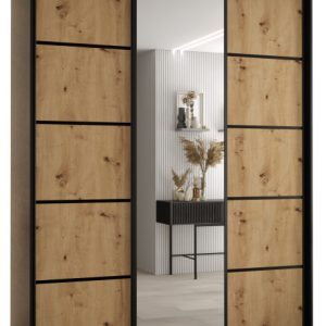 Szafa przesuwna 60 wysoka Davos 5 190 czarny+artisan+czarny 145746 Szafa przesuwna 60 wysoka Davos 5 190 czarny+artisan+czarny 145746