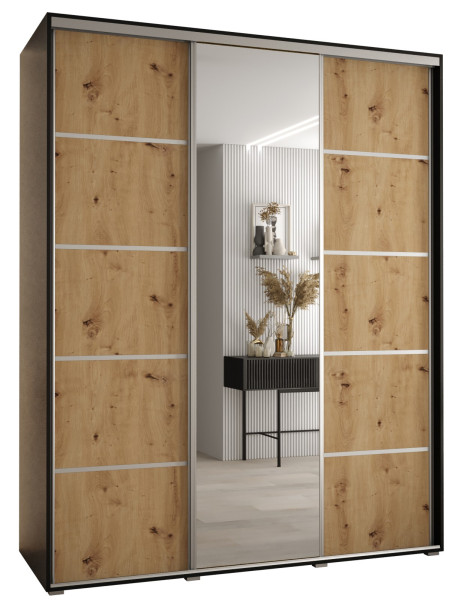 Szafa przesuwna 60 wysoka Davos 5 190 czarny+artisan+srebrny 145740