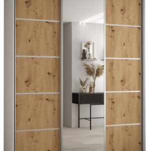 Szafa przesuwna 60 wysoka Davos 5 200 biały+artisan+srebrny 145733 Szafa przesuwna 60 wysoka Davos 5 200 biały+artisan+srebrny 145733