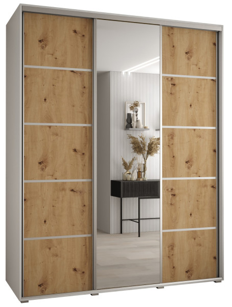 Szafa przesuwna 60 wysoka Davos 5 200 biały+artisan+srebrny 145733