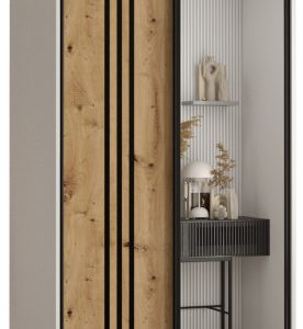 Szafa przesuwna 60 wysoka Davos 7 100 biały+artisan+czarny 146248 Szafa przesuwna 60 wysoka Davos 7 100 biały+artisan+czarny 146248