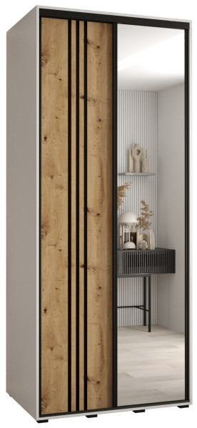 Szafa przesuwna 60 wysoka Davos 7 100 biały+artisan+czarny 146248