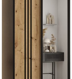 Szafa przesuwna 60 wysoka Davos 7 110 czarny+artisan+czarny 154691 Szafa przesuwna 60 wysoka Davos 7 110 czarny+artisan+czarny 154691