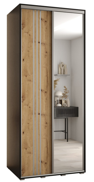 Szafa przesuwna 60 wysoka Davos 7 110 czarny+artisan+srebrny 147362