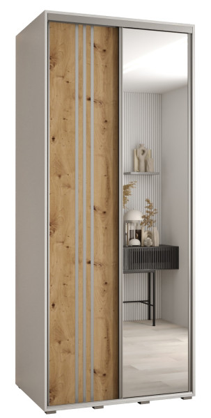 Szafa przesuwna 60 wysoka Davos 7 120 biały+artisan+srebrny 151025