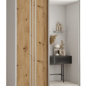 Szafa przesuwna 60 wysoka Davos 7 130 biały+artisan+srebrny 151036 Szafa przesuwna 60 wysoka Davos 7 130 biały+artisan+srebrny 151036