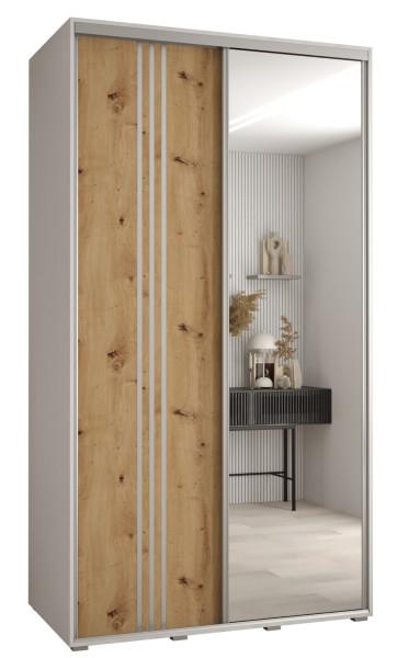 Szafa przesuwna 60 wysoka Davos 7 130 biały+artisan+srebrny 151036
