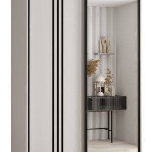 Szafa przesuwna 60 wysoka Davos 7 130 biały+biały+czarny 151044 Szafa przesuwna 60 wysoka Davos 7 130 biały+biały+czarny 151044