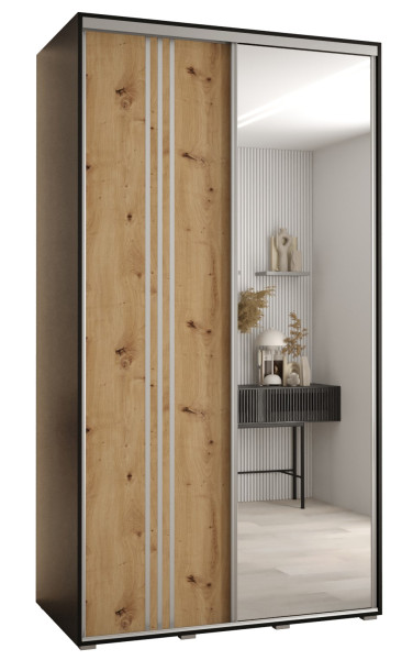 Szafa przesuwna 60 wysoka Davos 7 130 czarny+artisan+srebrny 147426
