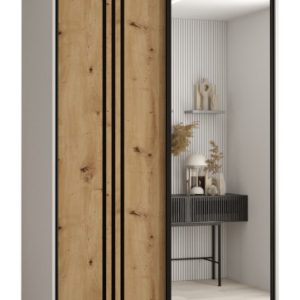 Szafa przesuwna 60 wysoka Davos 7 140 biały+artisan+czarny 147618 Szafa przesuwna 60 wysoka Davos 7 140 biały+artisan+czarny 147618