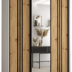 Szafa przesuwna 60 wysoka Davos 7 150 biały+artisan+czarny 154712