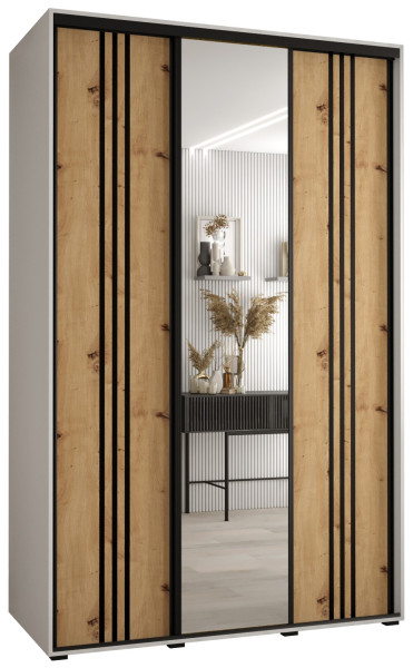 Szafa przesuwna 60 wysoka Davos 7 150 biały+artisan+czarny 154712
