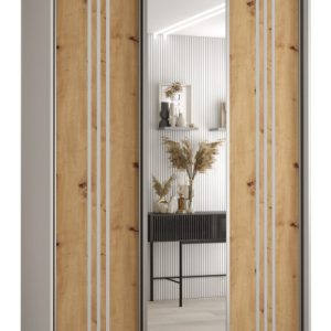 Szafa przesuwna 60 wysoka Davos 7 150 biały+artisan+srebrny 151039