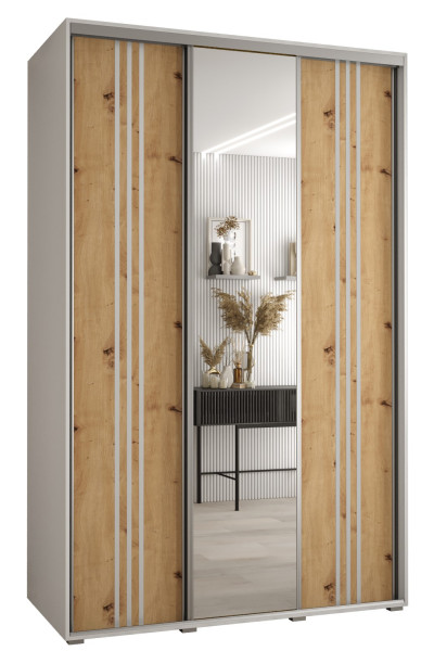 Szafa przesuwna 60 wysoka Davos 7 150 biały+artisan+srebrny 151039
