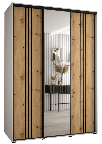 Szafa przesuwna 60 wysoka Davos 7 170 biały+artisan+czarny 154707