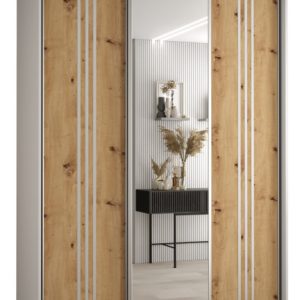 Szafa przesuwna 60 wysoka Davos 7 170 biały+artisan+srebrny 147335