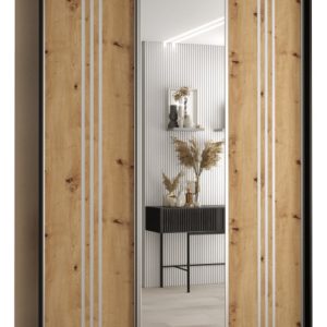 Szafa przesuwna 60 wysoka Davos 7 170 czarny+artisan+srebrny 147331
