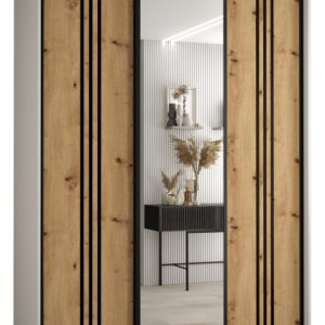 Szafa przesuwna 60 wysoka Davos 7 180 biały+artisan+czarny 150985