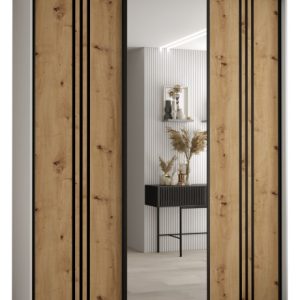 Szafa przesuwna 60 wysoka Davos 7 190 biały+artisan+czarny 154668