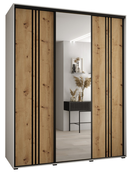 Szafa przesuwna 60 wysoka Davos 7 190 biały+artisan+czarny 154668