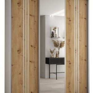Szafa przesuwna 60 wysoka Davos 7 190 biały+artisan+srebrny 154682