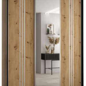 Szafa przesuwna 60 wysoka Davos 7 190 czarny+artisan+srebrny 154681