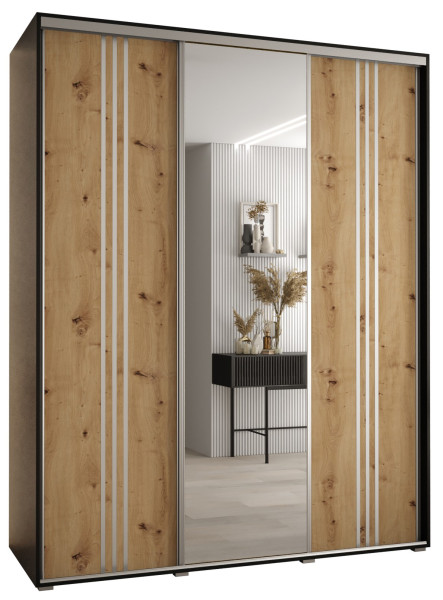 Szafa przesuwna 60 wysoka Davos 7 190 czarny+artisan+srebrny 154681