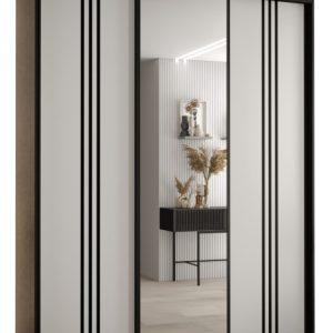 Szafa przesuwna 60 wysoka Davos 7 190 czarny+biały+czarny 150974