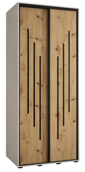 Szafa przesuwna 60 wysoka Davos 8 110 biały+artisan+czarny 150998