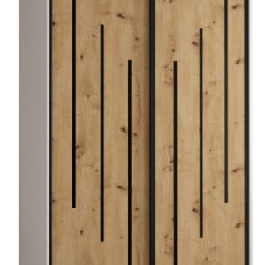Szafa przesuwna 60 wysoka Davos 8 130 biały+artisan+czarny 155150