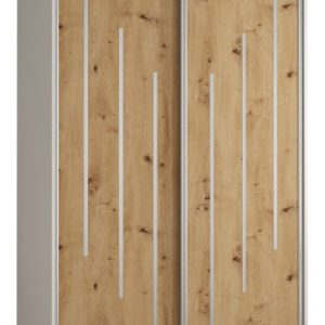 Szafa przesuwna 60 wysoka Davos 8 140 biały+artisan+srebrny 155163