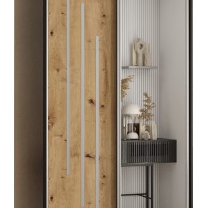 Szafa przesuwna 60 wysoka Davos 9 100 czarny+artisan+srebrny 154597