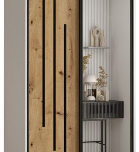 Szafa przesuwna 60 wysoka Davos 9 110 biały+artisan+czarny 154576