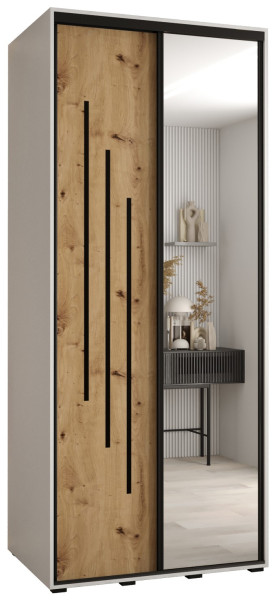 Szafa przesuwna 60 wysoka Davos 9 120 biały+artisan+czarny 154557