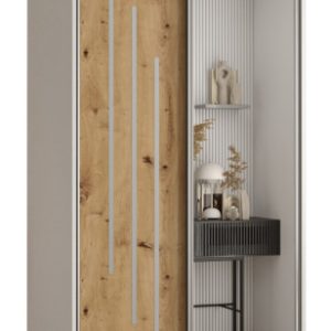 Szafa przesuwna 60 wysoka Davos 9 120 biały+artisan+srebrny 154575