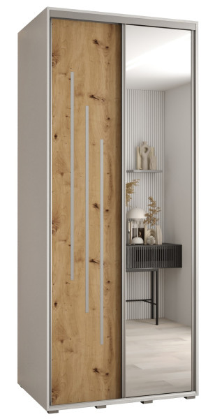 Szafa przesuwna 60 wysoka Davos 9 120 biały+artisan+srebrny 154575