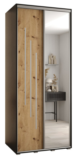 Szafa przesuwna 60 wysoka Davos 9 120 czarny+artisan+srebrny 154574