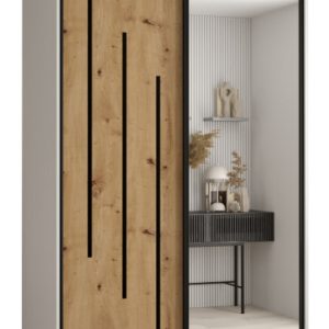 Szafa przesuwna 60 wysoka Davos 9 130 biały+artisan+czarny 156533