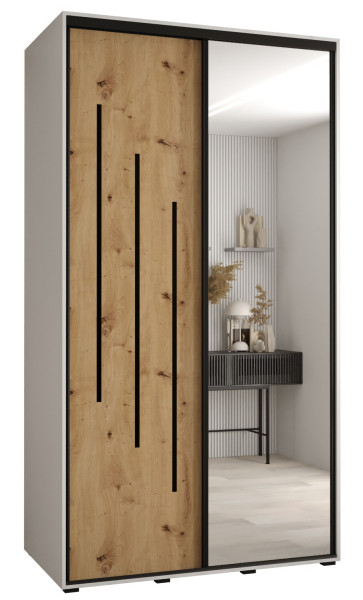Szafa przesuwna 60 wysoka Davos 9 130 biały+artisan+czarny 156533