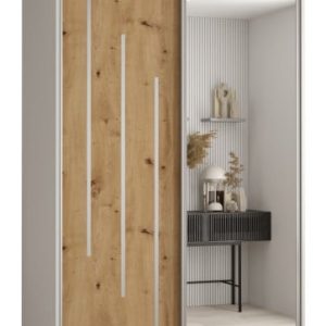 Szafa przesuwna 60 wysoka Davos 9 130 biały+artisan+srebrny 156178