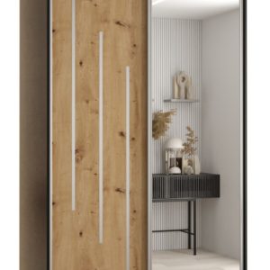 Szafa przesuwna 60 wysoka Davos 9 130 czarny+artisan+srebrny 156431