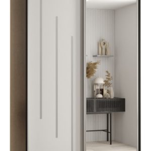 Szafa przesuwna 60 wysoka Davos 9 130 czarny+biały+srebrny 156536