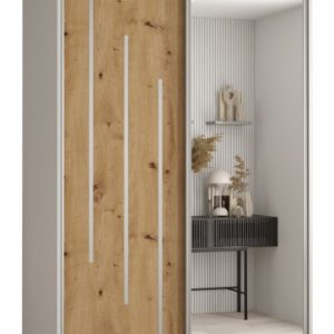 Szafa przesuwna 60 wysoka Davos 9 140 biały+artisan+srebrny 156007