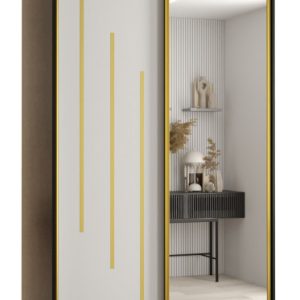 Szafa przesuwna 60 wysoka Davos 9 140 czarny+biały+złoty 155959