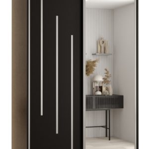 Szafa przesuwna 60 wysoka Davos 9 140 czarny+czarny+srebrny 155943