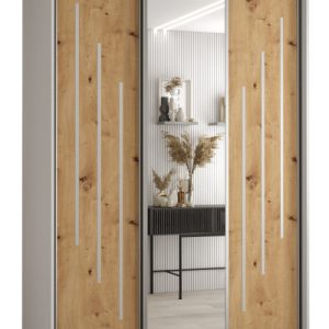 Szafa przesuwna 60 wysoka Davos 9 150 biały+artisan+srebrny 156336