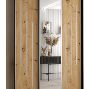 Szafa przesuwna 60 wysoka Davos 9 150 czarny+artisan+srebrny 156423