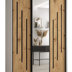 Szafa przesuwna 60 wysoka Davos 9 160 biały+artisan+czarny 156162
